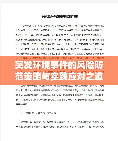 突發(fā)環(huán)境事件的風(fēng)險防范策略與實踐應(yīng)對之道