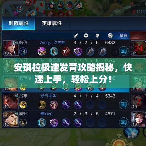 安琪拉極速發(fā)育攻略揭秘，快速上手，輕松上分！