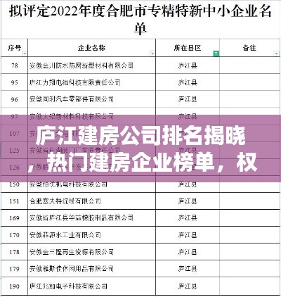 廬江建房公司排名揭曉，熱門建房企業(yè)榜單，權(quán)威排名不容錯過！