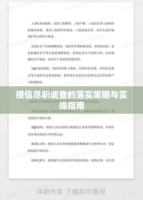 授信盡職調(diào)查的落實(shí)策略與實(shí)操指南
