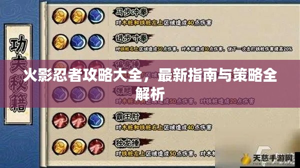 火影忍者攻略大全，最新指南與策略全解析